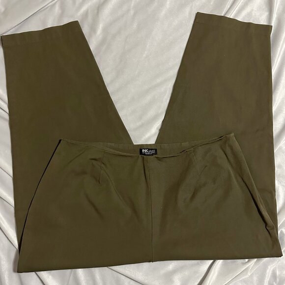 LOT: INC Stretch Woman Side Zip Entry Stretch Pants Green, 2pc - Picture 2 of 12